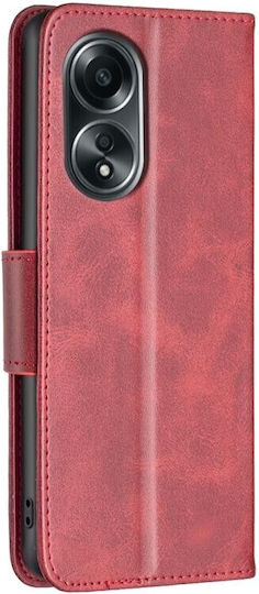 Lambskin Texture Wallet Red (Oppo A98)