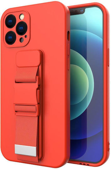 Rope Umschlag Rückseite Silikon mit Band Rot (Galaxy S22 5G)