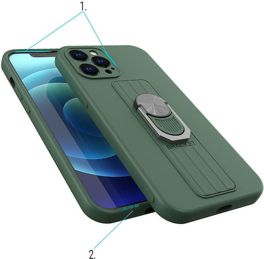 Finger Grip Back Cover Σιλικόνης Μαύρο (Galaxy S21+ 5G)