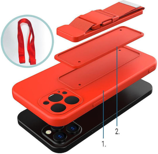 Rope Back Cover Silicon 1mm cu Curea Roz (iPhone XR)