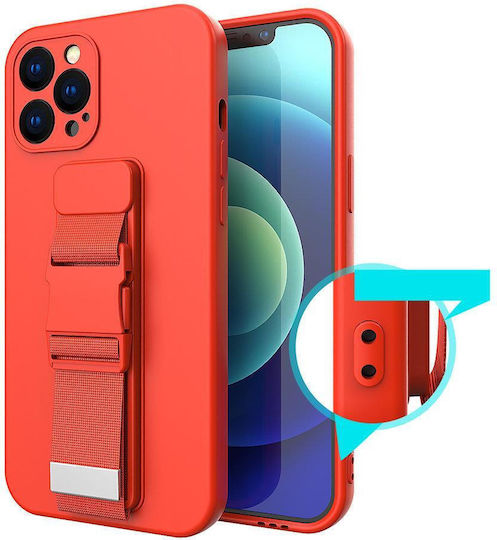 Rope Umschlag Rückseite Silikon 1mm mit Band Rosa (Redmi 9)