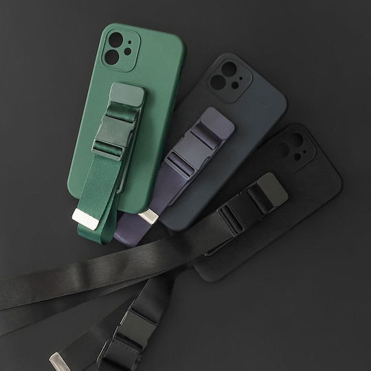 Rope Back Cover Σιλικόνης με Λουράκι Μαύρο (Redmi Note 11 Pro)