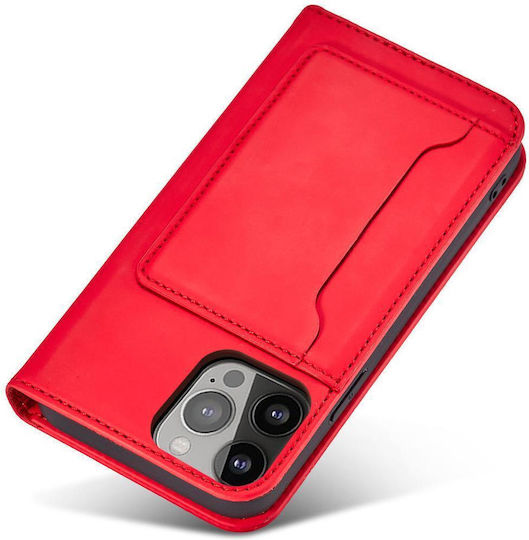 Magnet Card Книга Силикон / Кожа Червен (Galaxy S23)