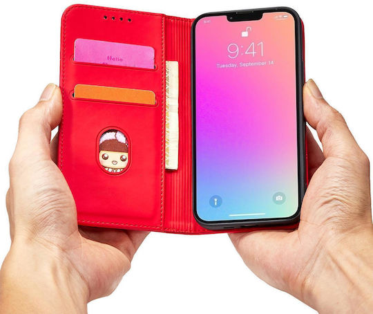 Magnet Card Книга Силикон / Кожа Червен (Galaxy S23)