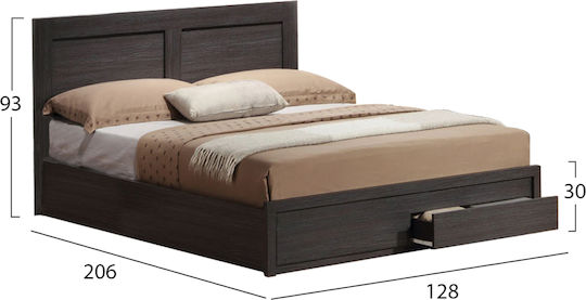 Capri Bed Semi-double Wooden Zebrano with Slats for Mattress 120x200cm