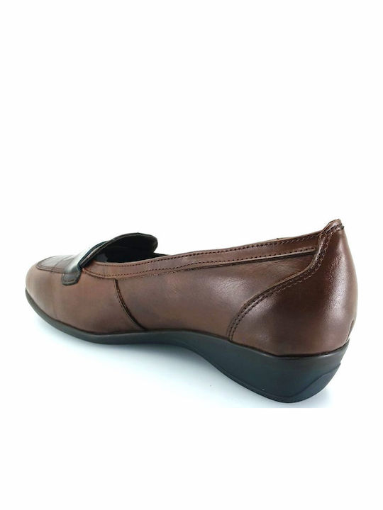 Leather Women's Loafers in Brown Color