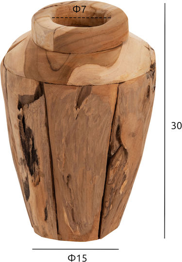 HomeMarkt Βάζο Ξύλινο Κίτρινο Φ15xΥ30cm