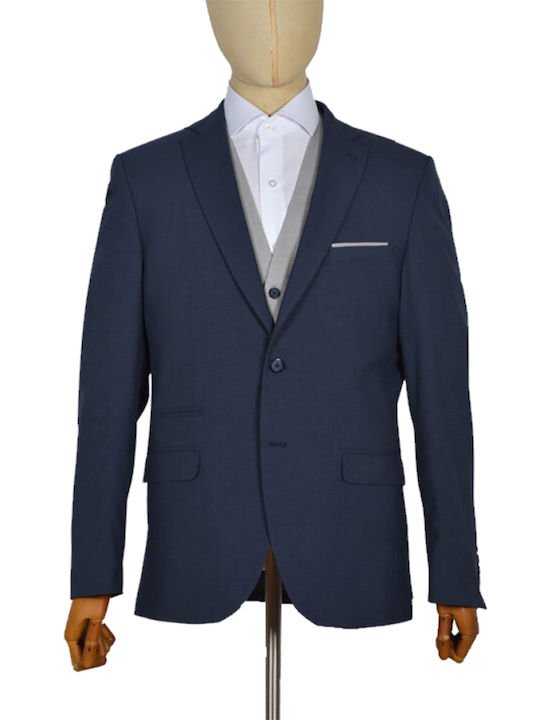 Makis Tselios Fashion Men's Suit with Vest Navy Blue