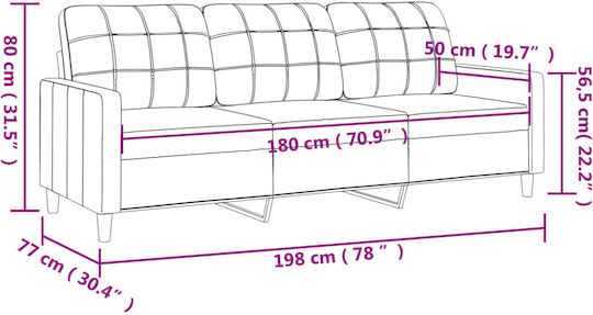 Τριθέσιος Καναπές Σκούρο Γκρι 198x77x80εκ.