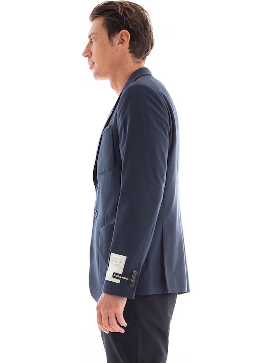 Peak Lapel Blazer Men's Winter Suit Jacket Blue