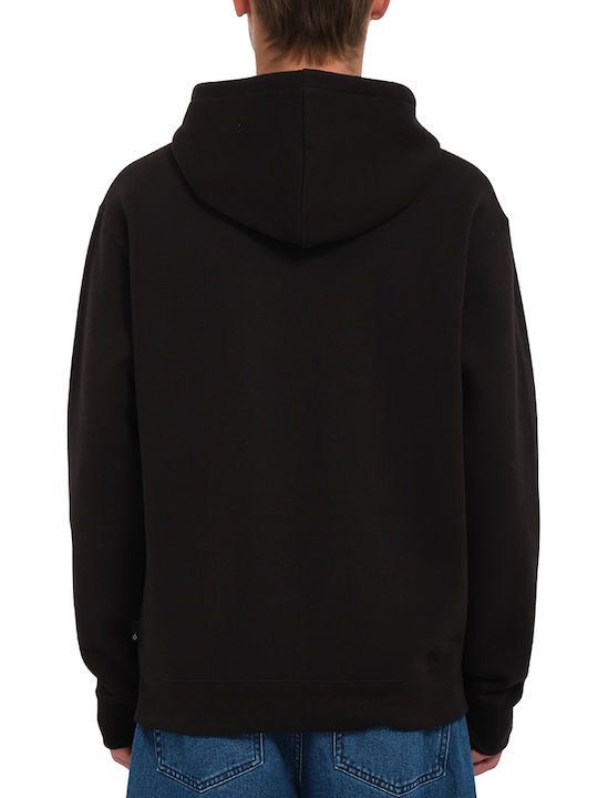 Volcom Single Men's Sweatshirt Jacket with Hood and Pockets Black