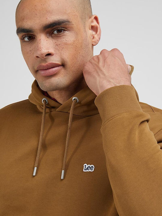 Lee Plain Men's Sweatshirt with Hood and Pockets Brown