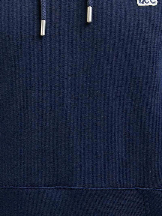 Plain Sweatshirt with Hood Navy Blue
