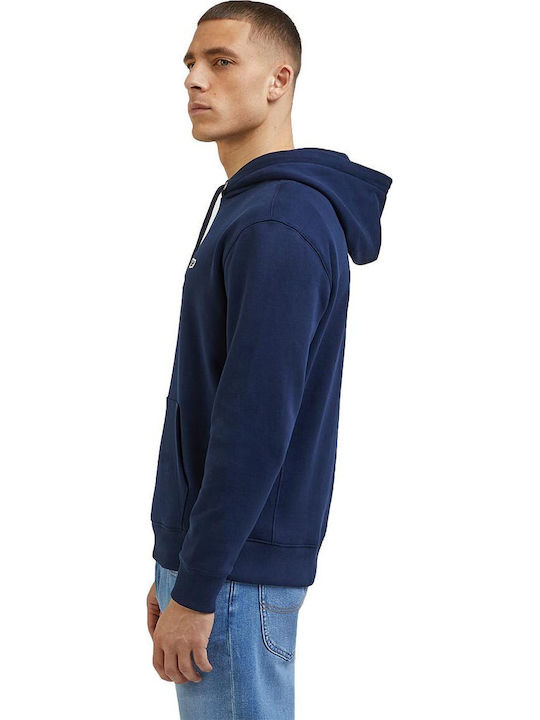 Plain Sweatshirt with Hood Navy Blue