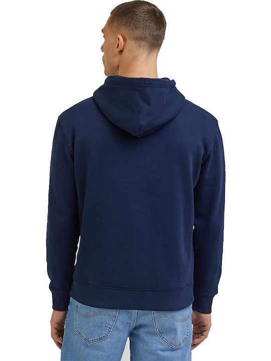Plain Sweatshirt with Hood Navy Blue
