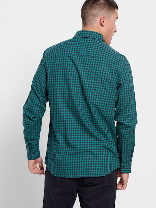 Long-sleeved Cotton Shirt Checked Green