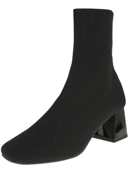 Women's Ankle Boots made of Patent Leather with Medium Heel Black