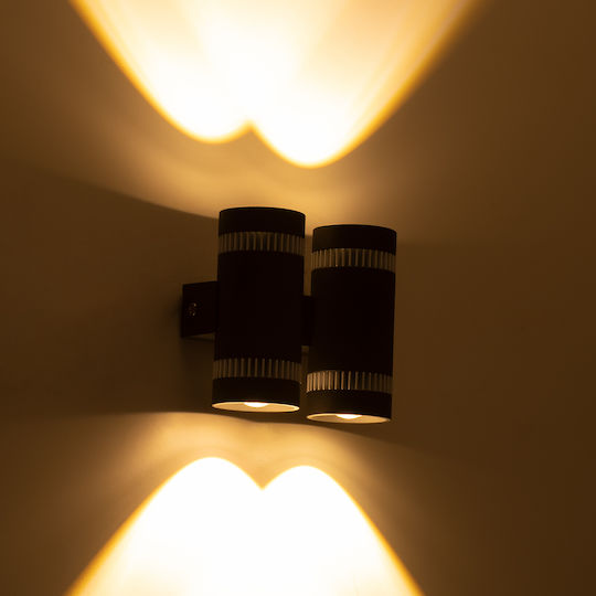 GloboStar Cannonal Стенно Външно Спот LED IP20 20W с Топла Бяла Светлина Двоен Лъч 12x6.5x11см
