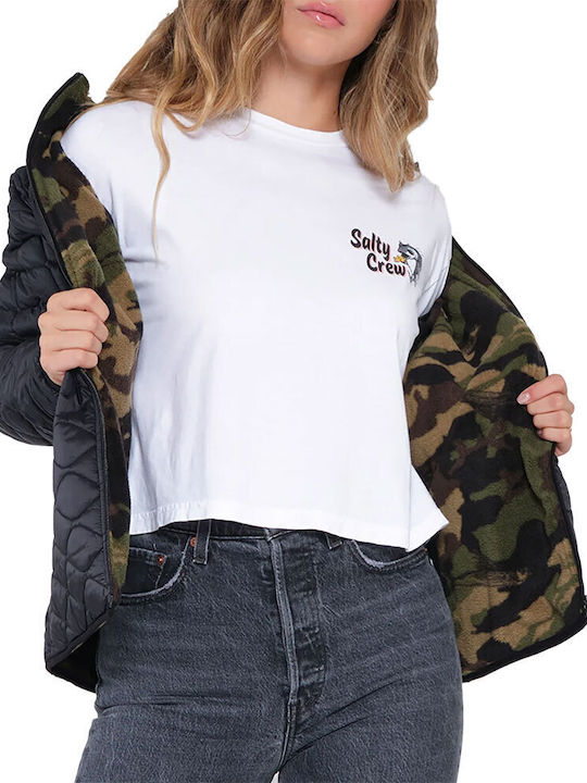 Kurz Damen Puffer Jacke Schwarz