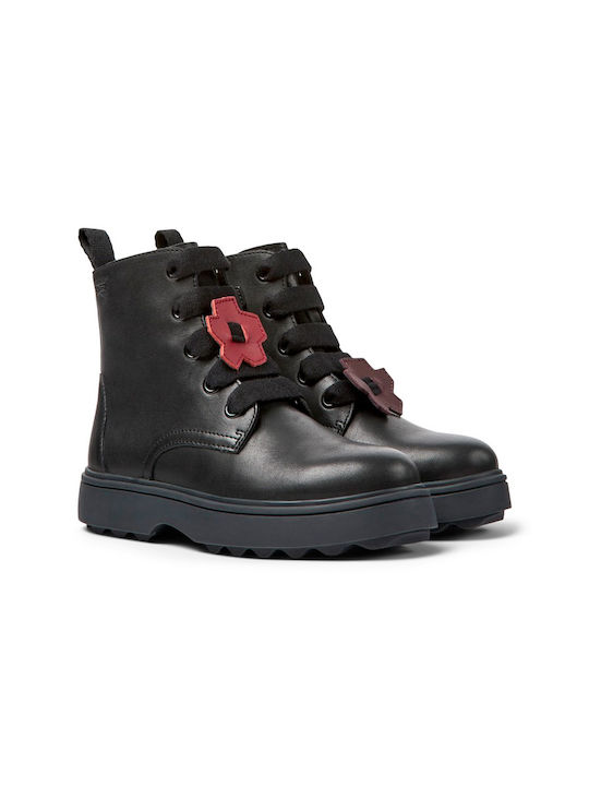 Camper Kids Military Boots with Zipper Black