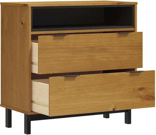 Chest of Drawers of Solid Wood with 2 Drawers Brown 80x40x80cm