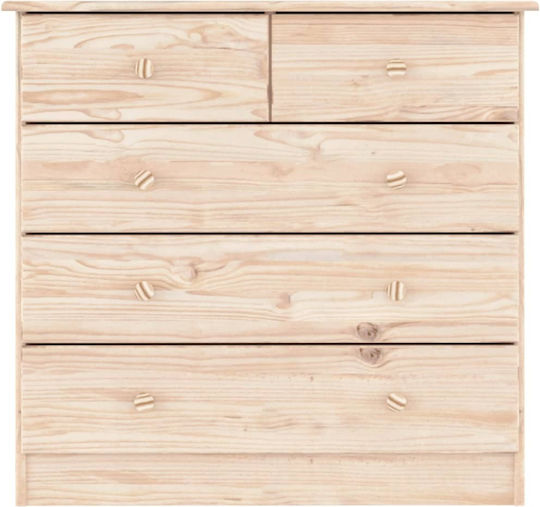 Chest of Drawers of Solid Wood with 5 Drawers Brown 77x35x73cm