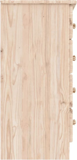 Chest of Drawers of Solid Wood with 5 Drawers Brown 77x35x73cm