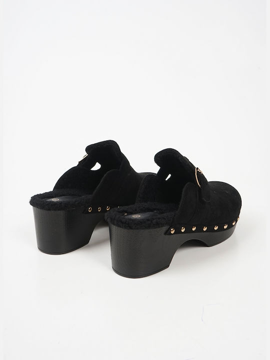 Piazza Shoes Mules mit Chunky Hoch Absatz in Schwarz Farbe