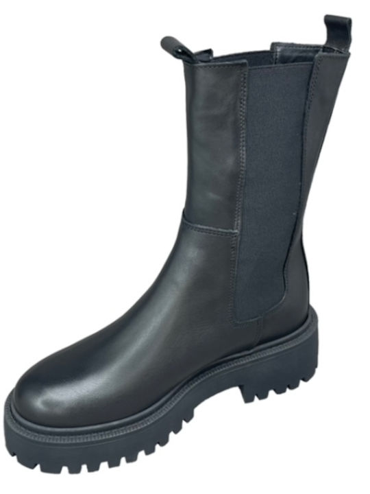 Leder Stiefeletten Damen Schwarz