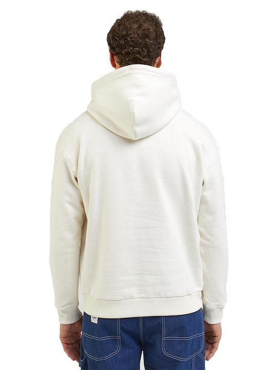 Lee Men's Sweatshirt with Hood and Pockets White