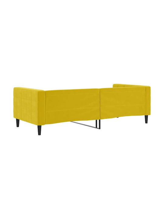 Sofa Bed Single Upholstered with Fabric Yellow with Slats for Mattress 90x200cm