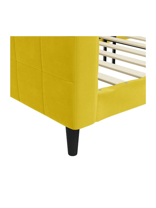 Sofa Bed Single Upholstered with Fabric Yellow with Slats for Mattress 90x200cm
