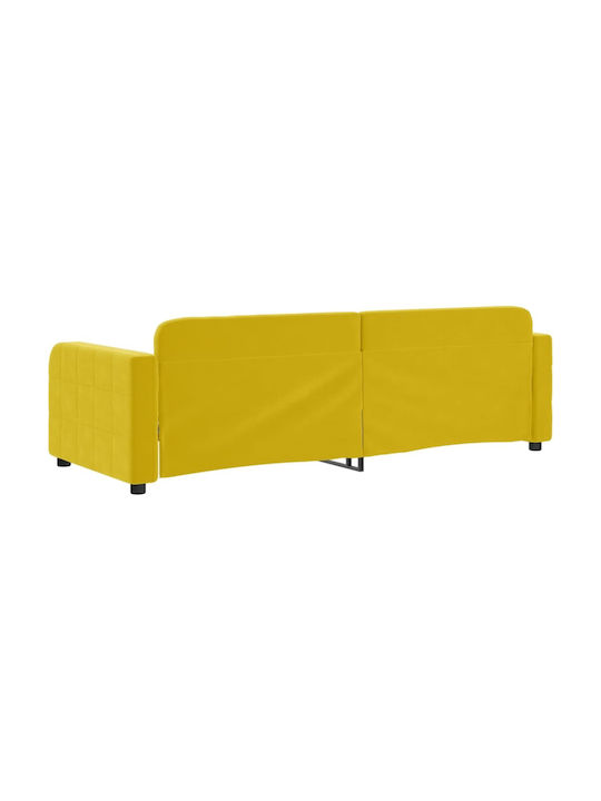 Canapea Pat Single Metalic Galben cu Lamele pentru Saltea 80x200cm