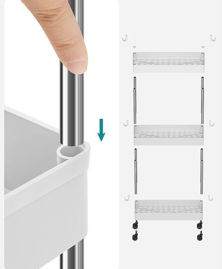 Songmics Ράφι / Βάση Οργάνωσης Πλαστικό 42x13.5x60εκ. Λευκό