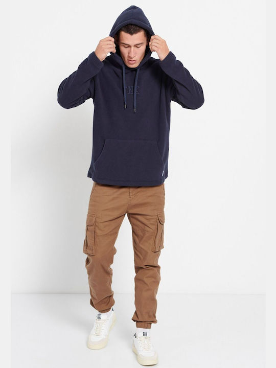 Funky Buddha Men's Sweatshirt with Hood and Pockets Navy Blue