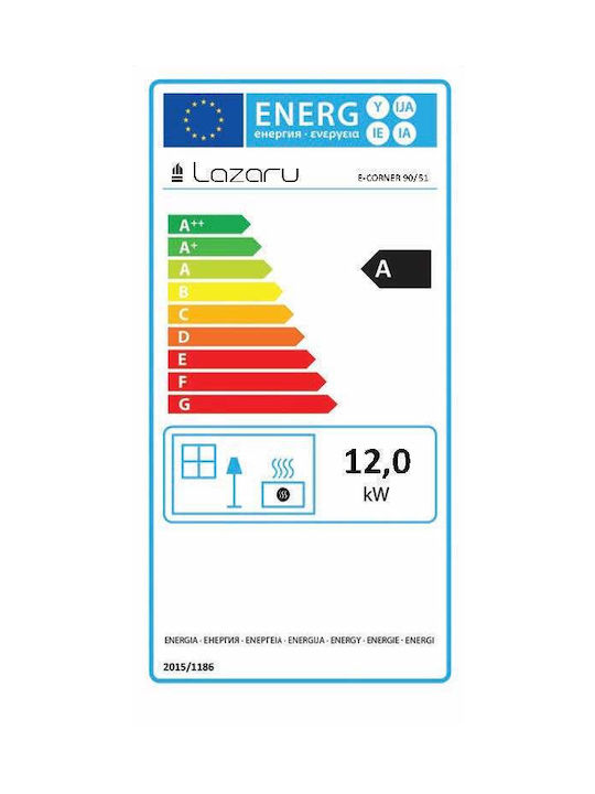 Lazaru E-Corner 90/51 Ενεργειακό Τζάκι Ξύλου Αερόθερμο Δεξιά Γωνία με Συρόμενη Ανοιγόμενη Πόρτα με Φυσική Ροή White