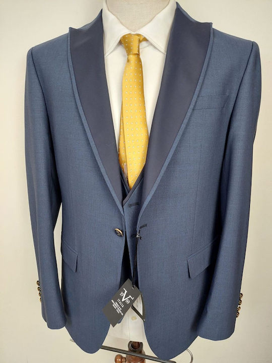 Men's Suit with Vest Navy Blue 07.32.NIKOLA
