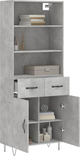 Bücherregal Grau 69.5x34x180cm
