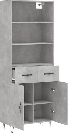 Bücherregal Grau 69.5x34x180cm