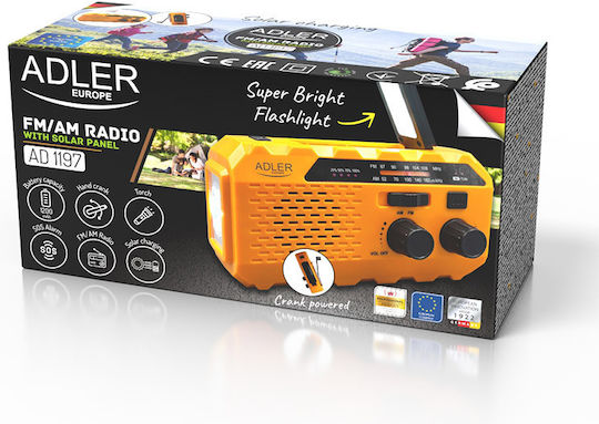 Adler AD-1197 Tragbares Radio Solar mit USB Orange