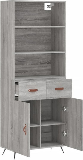 Wohnzimmer Nische aus Spanplatte Grau 69.5x34x180cm