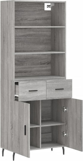 Bücherregal Grau 69,5x34x180cm