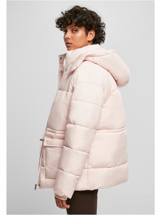 Urban Classics Ladies Kurz Damen Puffer Jacke für Winter Rosa