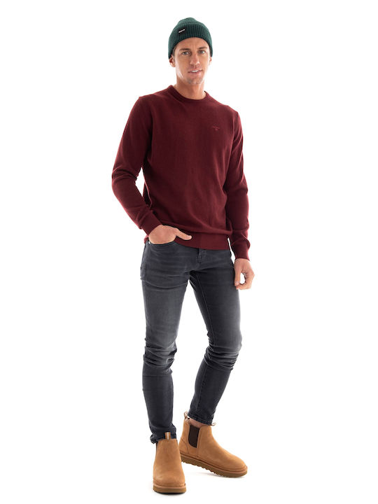 Barbour Lambswool Herren Langarm-Pullover Burgundisch