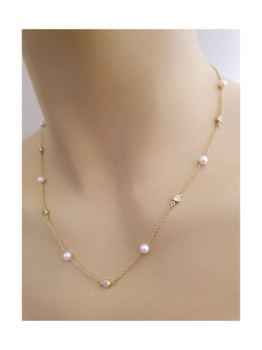 Papadopoulos Gold Necklace from Gold 14K with Zircon