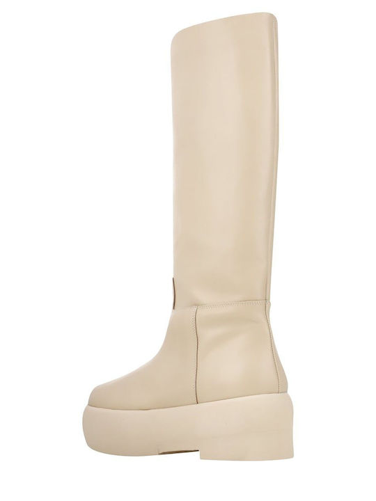 Leather Women's Boots Gia16 Beige