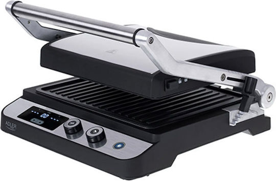 Adler Tabletop Electric Grill Smooth and Ribbed Plate 3000W with Adjustable Thermostat 29cmx26cmcm