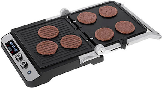 Adler Tabletop Electric Grill Smooth and Ribbed Plate 3000W with Adjustable Thermostat 29cmx26cmcm