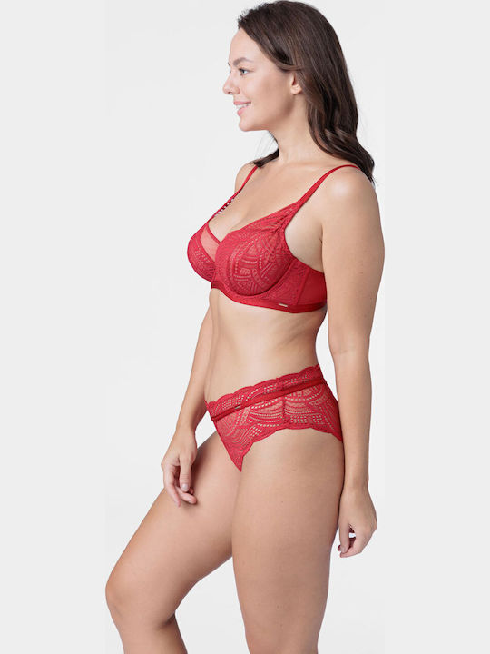 Hipster Women's Slip with Lace Red