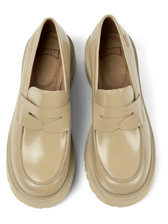 Milah Leather Women's Moccasins in Beige Color